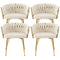 4 x Velvet Armchairs – Beige Finish, Classic Design