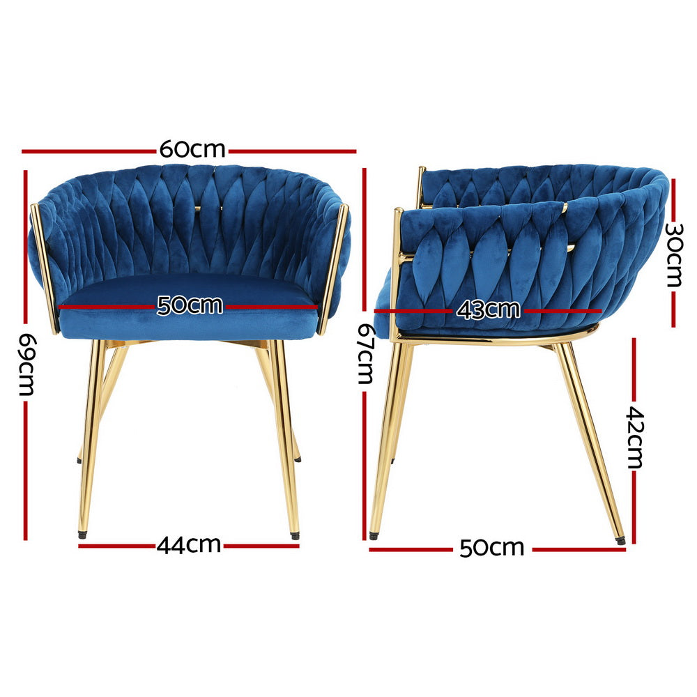 Meridian Velvet Armchairs – Blue – Set of 2