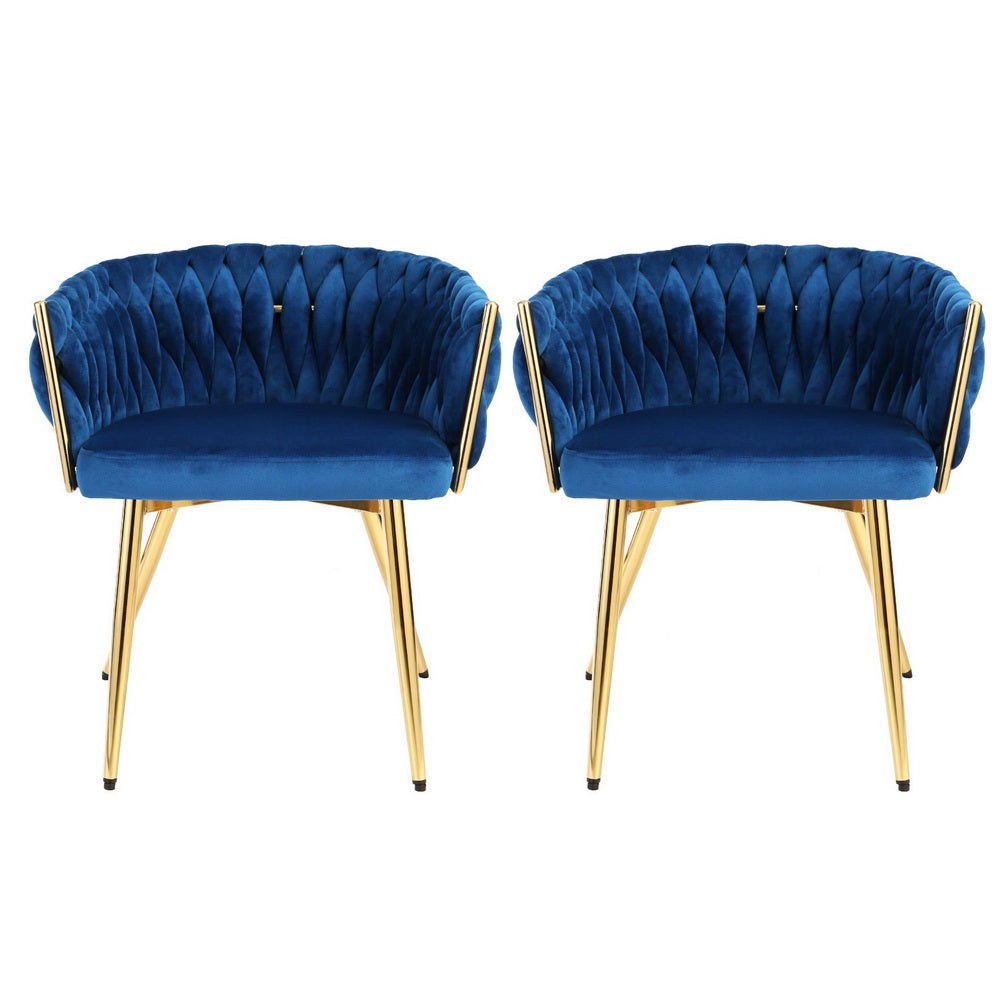 Meridian Velvet Armchairs – Blue – Set of 2