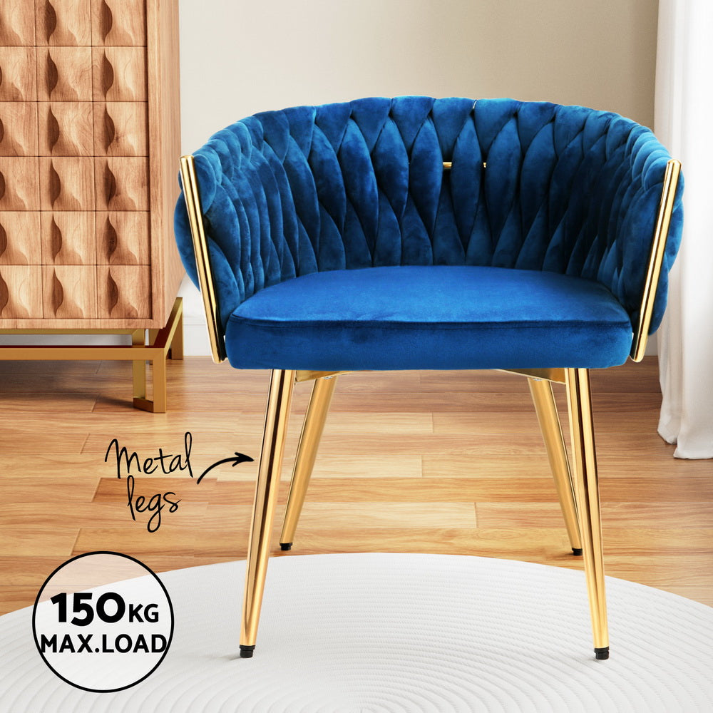 Meridian Velvet Armchairs – Blue – Set of 2