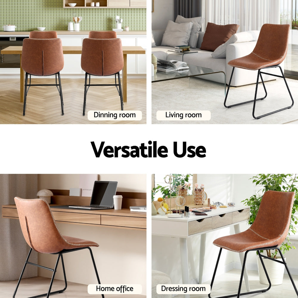 Rowan Dining Chairs – Brown – Set of 2