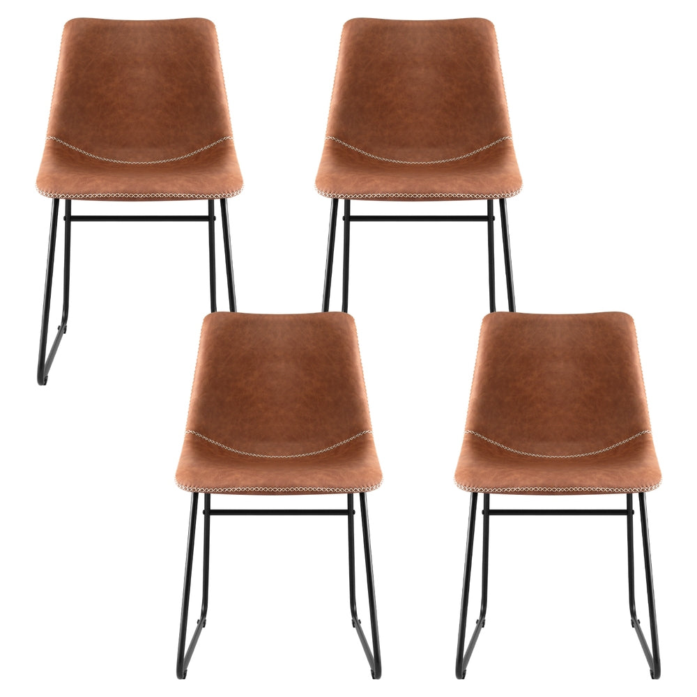 Arlo Retro Dining Chairs – Brown – Set of 4