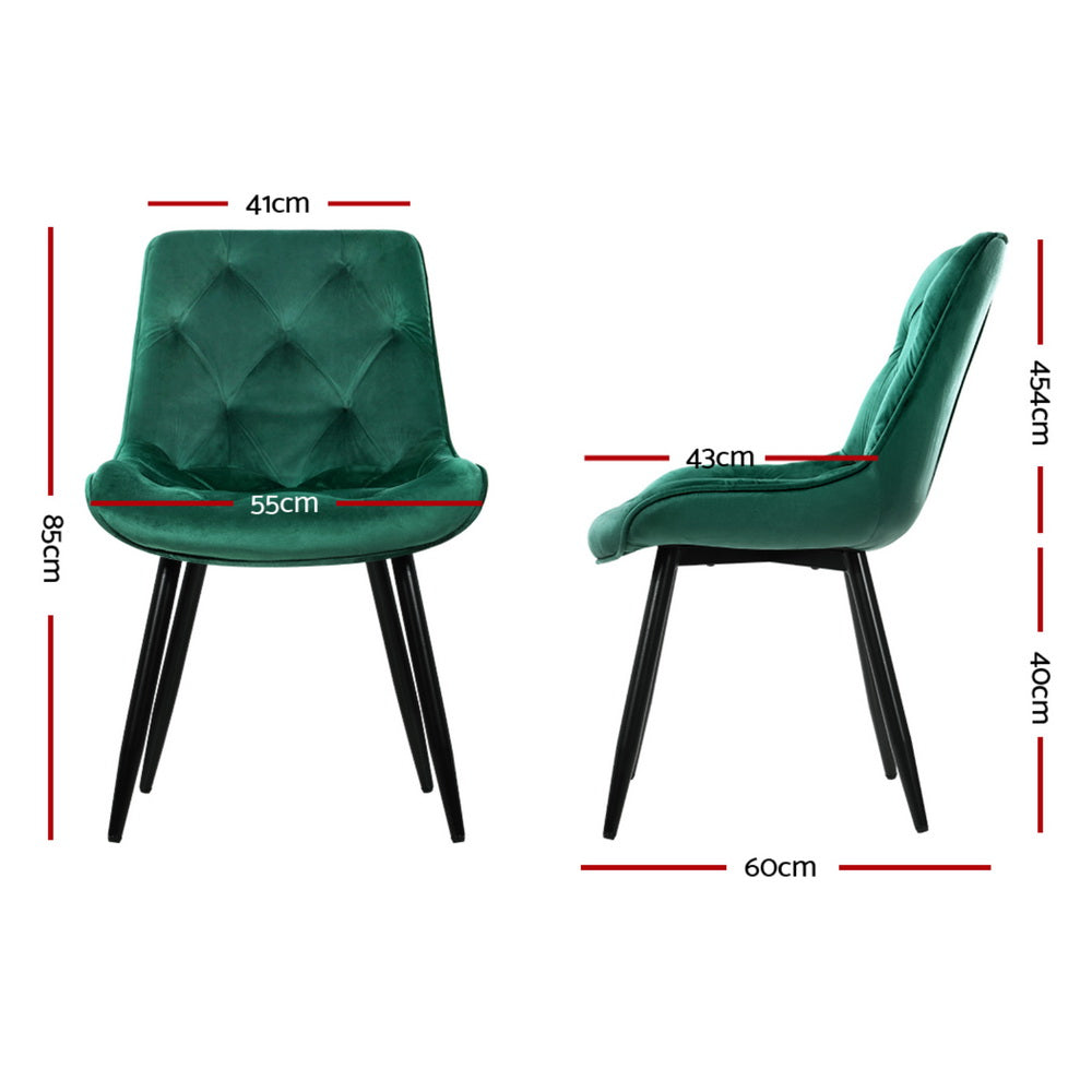 Marlowe Velvet Dining Chairs – Green – Set of 4