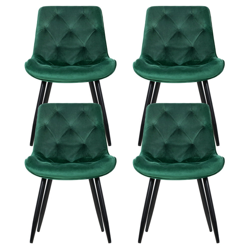 Marlowe Velvet Dining Chairs – Green – Set of 4