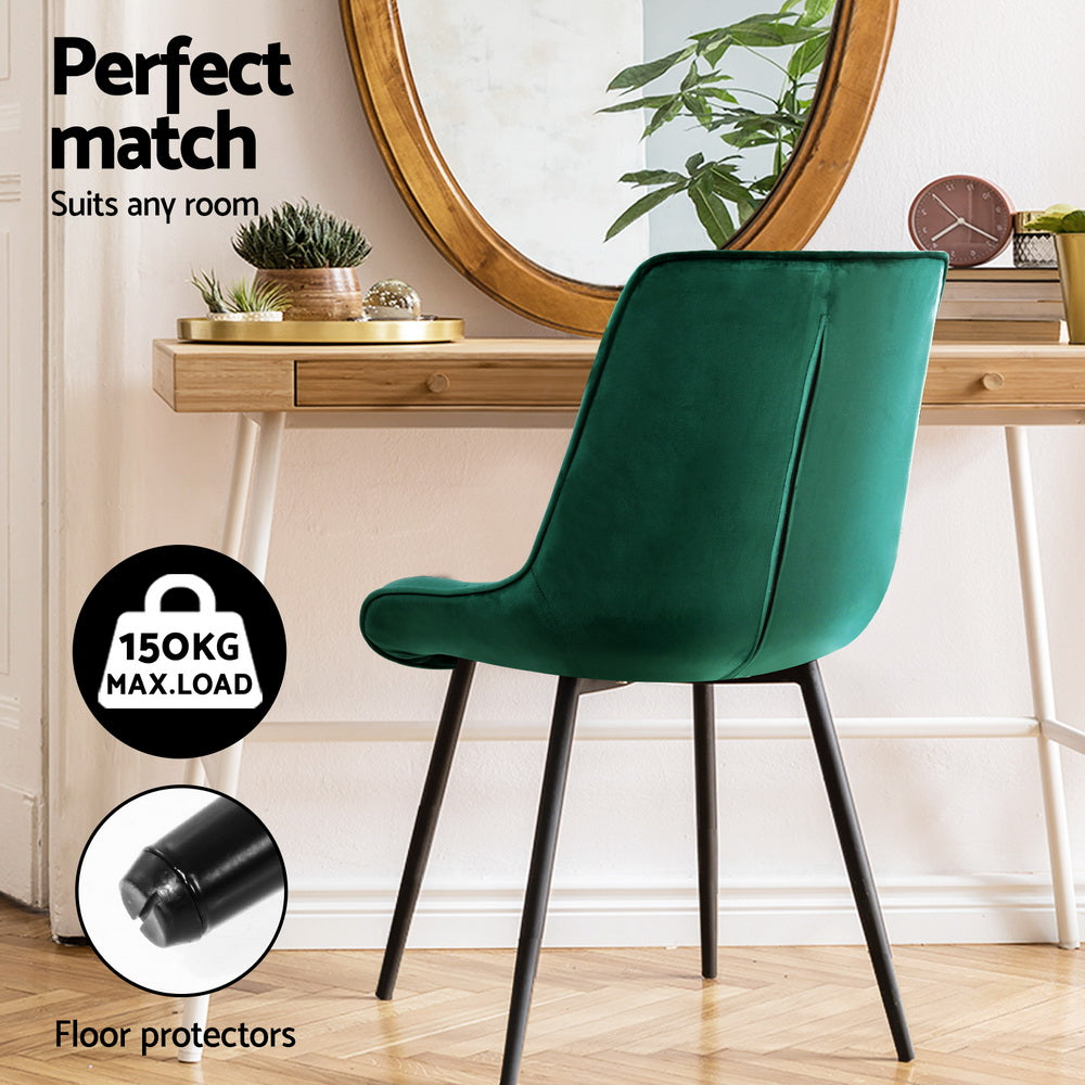 Marlowe Velvet Dining Chairs – Green – Set of 4