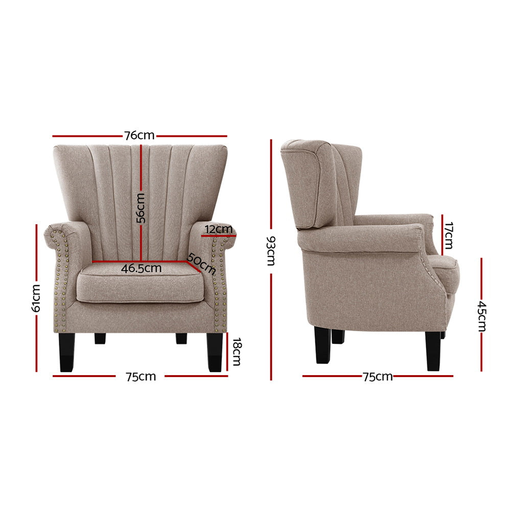 Hadley Wingback Armchair – Beige – Standard
