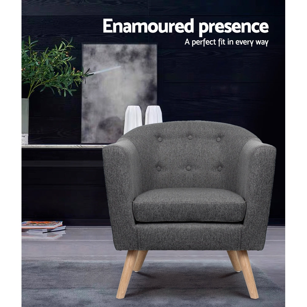 Adora Tub Armchair – Grey – Single