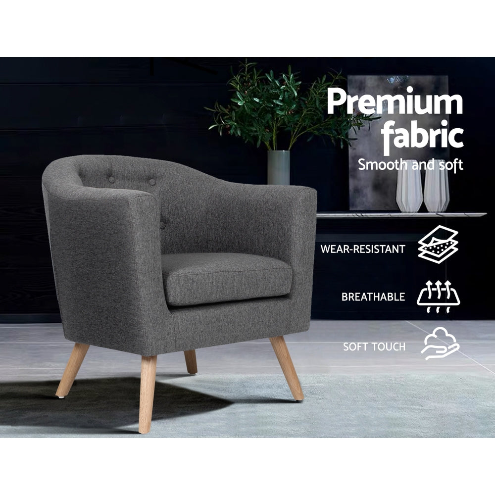 Adora Tub Armchair – Grey – Single