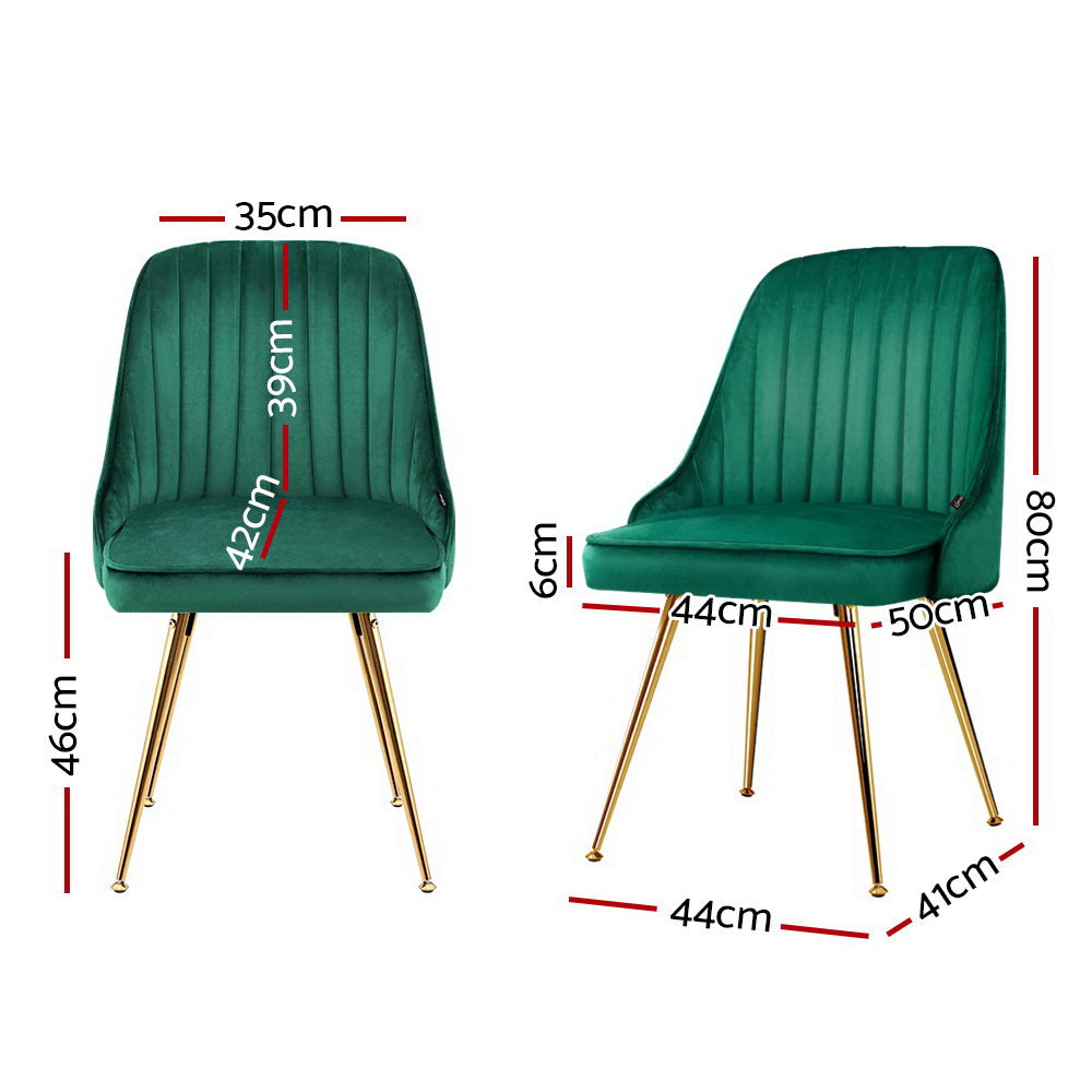 Senna Velvet Channel Tufted Dining Chairs – Green – Set of 2