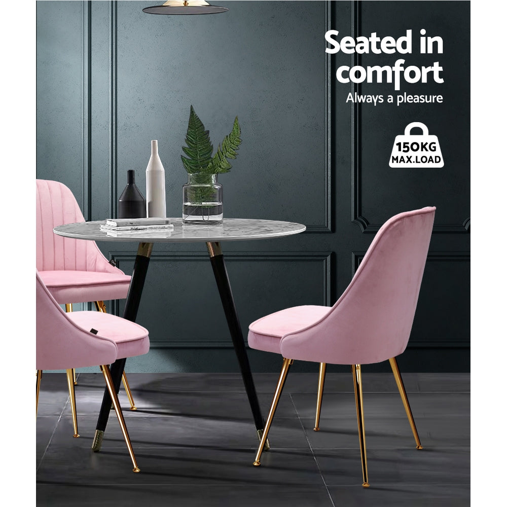 Valentina Velvet Dining Chairs – Pink – Set of 2