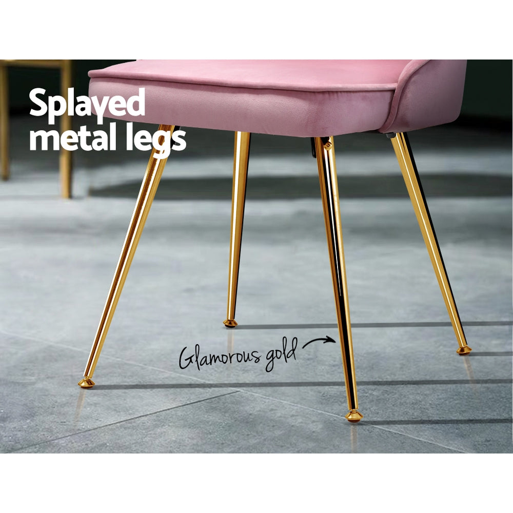 Valentina Velvet Dining Chairs – Pink – Set of 2