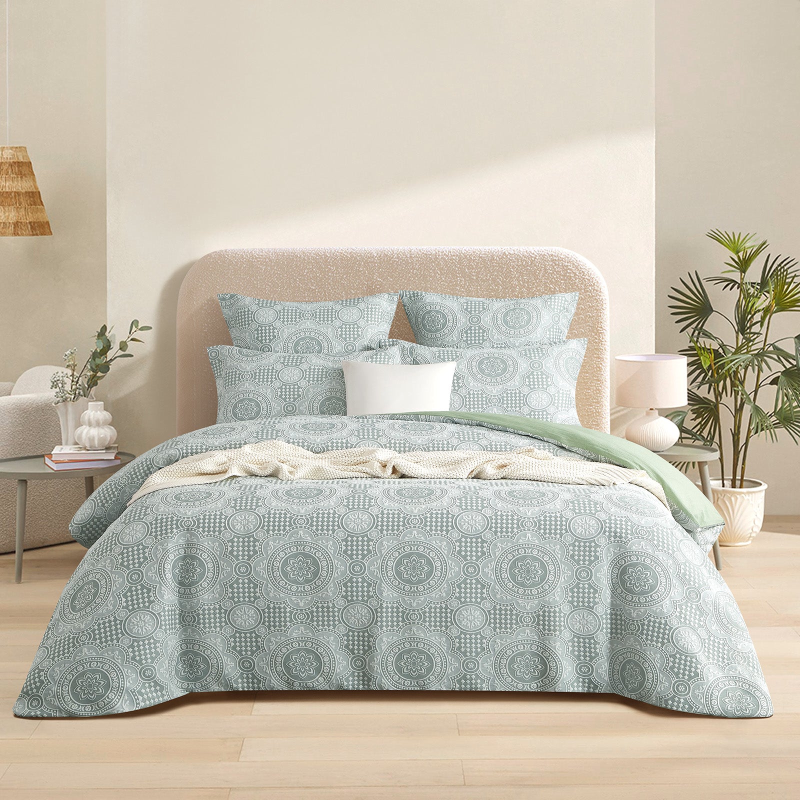 Rizz Sage Jacquard Quilt Cover Set – Double
