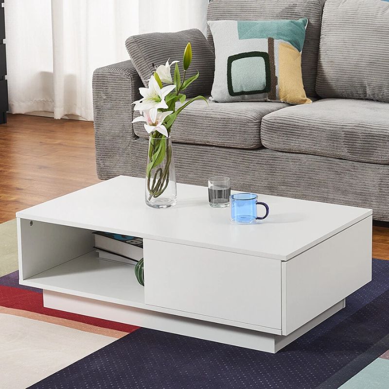 Velora LED Coffee Table – White – 95 cm