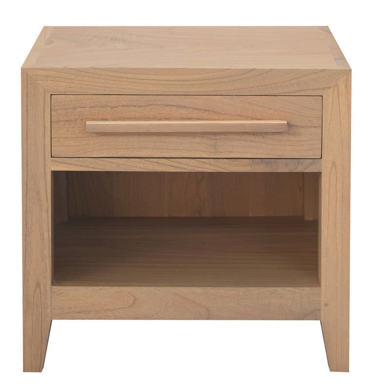 Dion 1 - Drawer Solid Mindi Bedside Table (Natural)