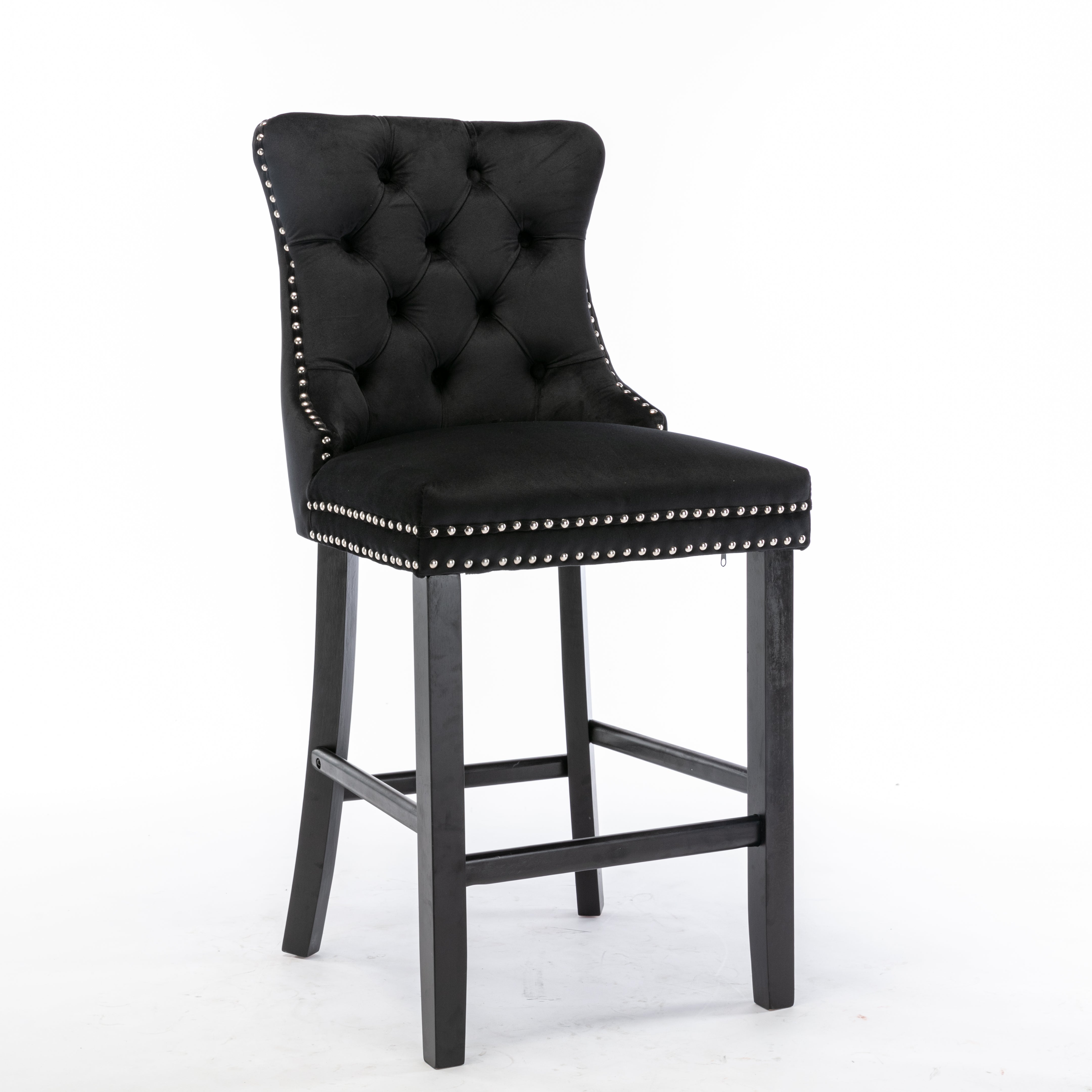 Cove Velvet Tufted Bar Stools – Black – Set of 4
