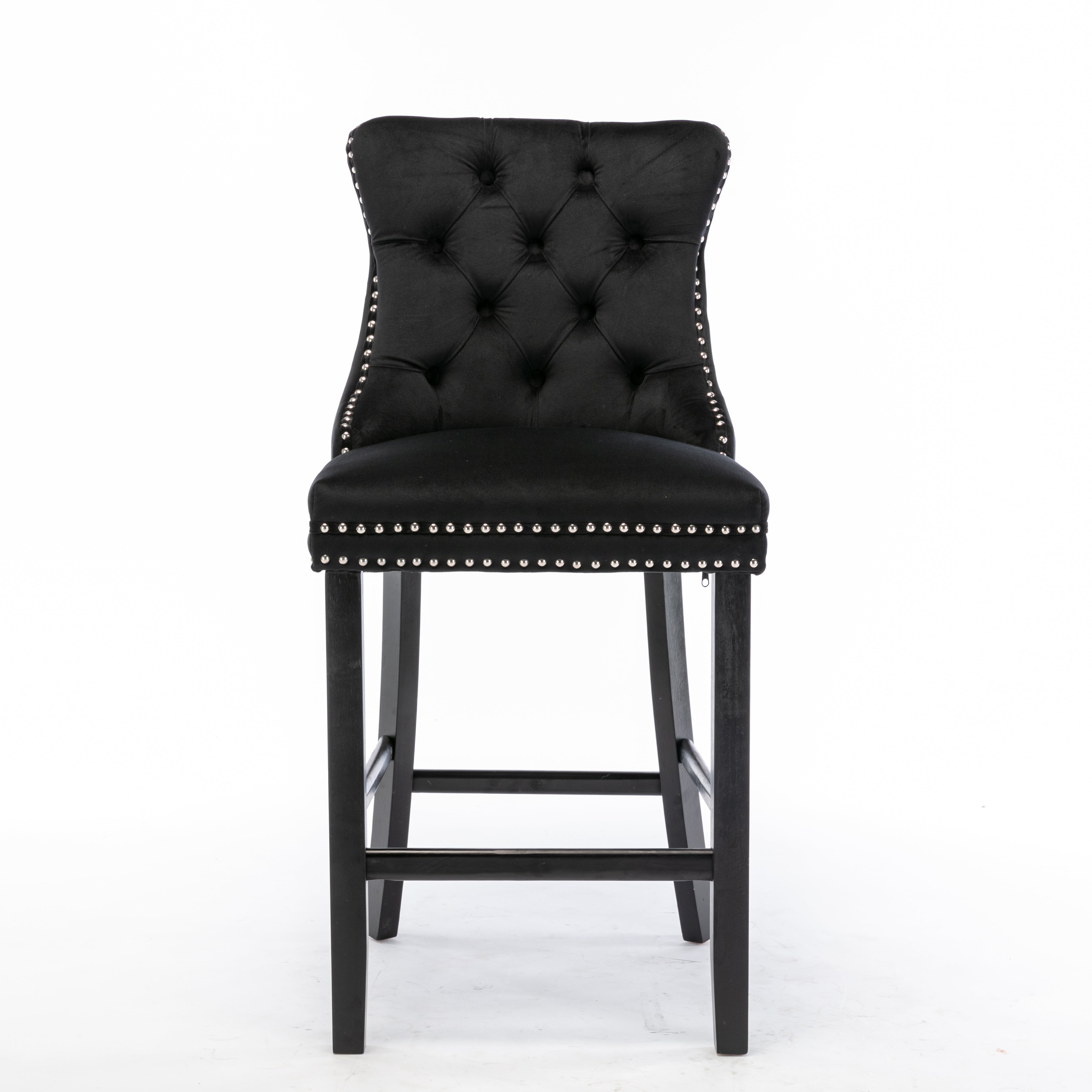 Cove Velvet Tufted Bar Stools – Black – Set of 4