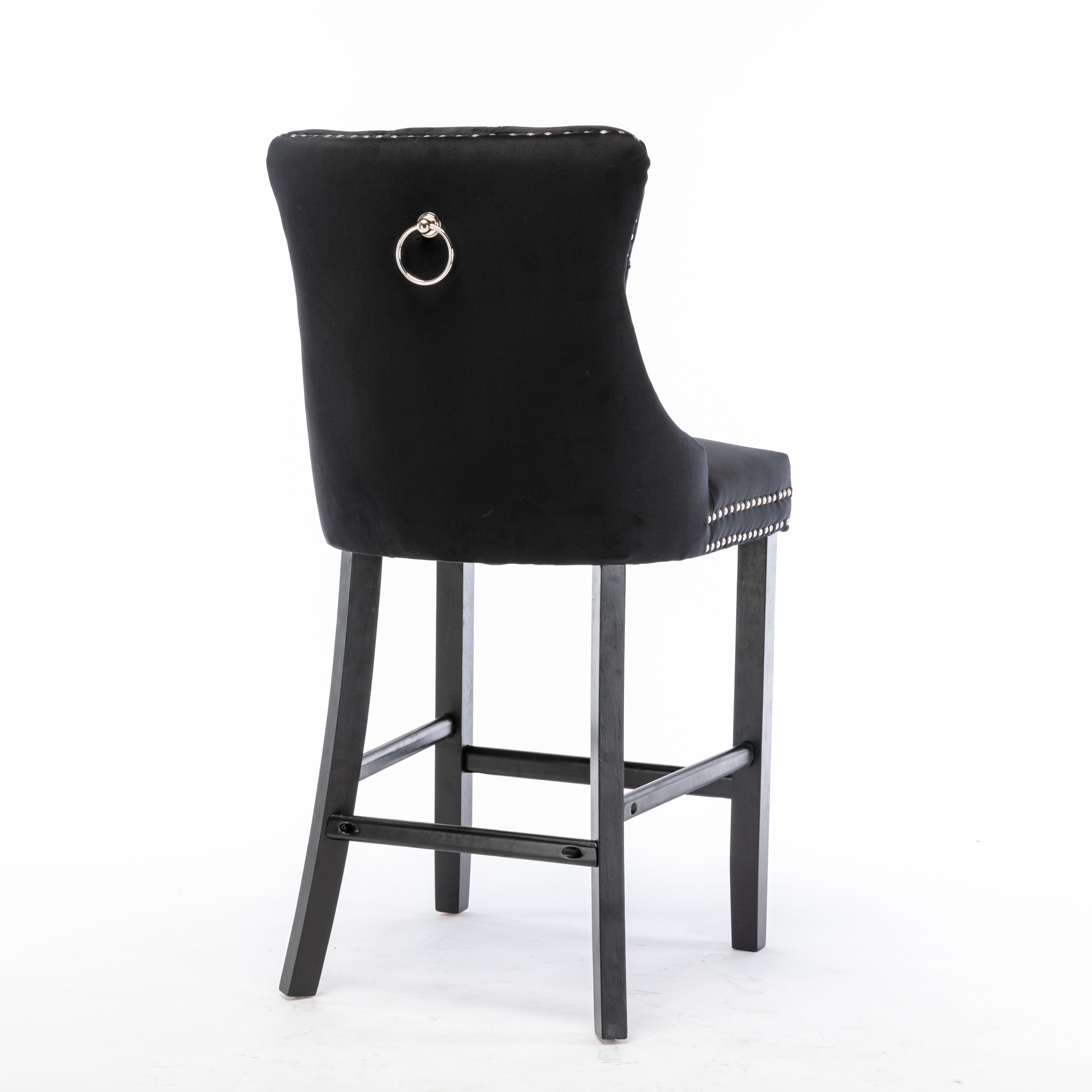 Meridian Velvet Bar Stools – Black – Set of 2