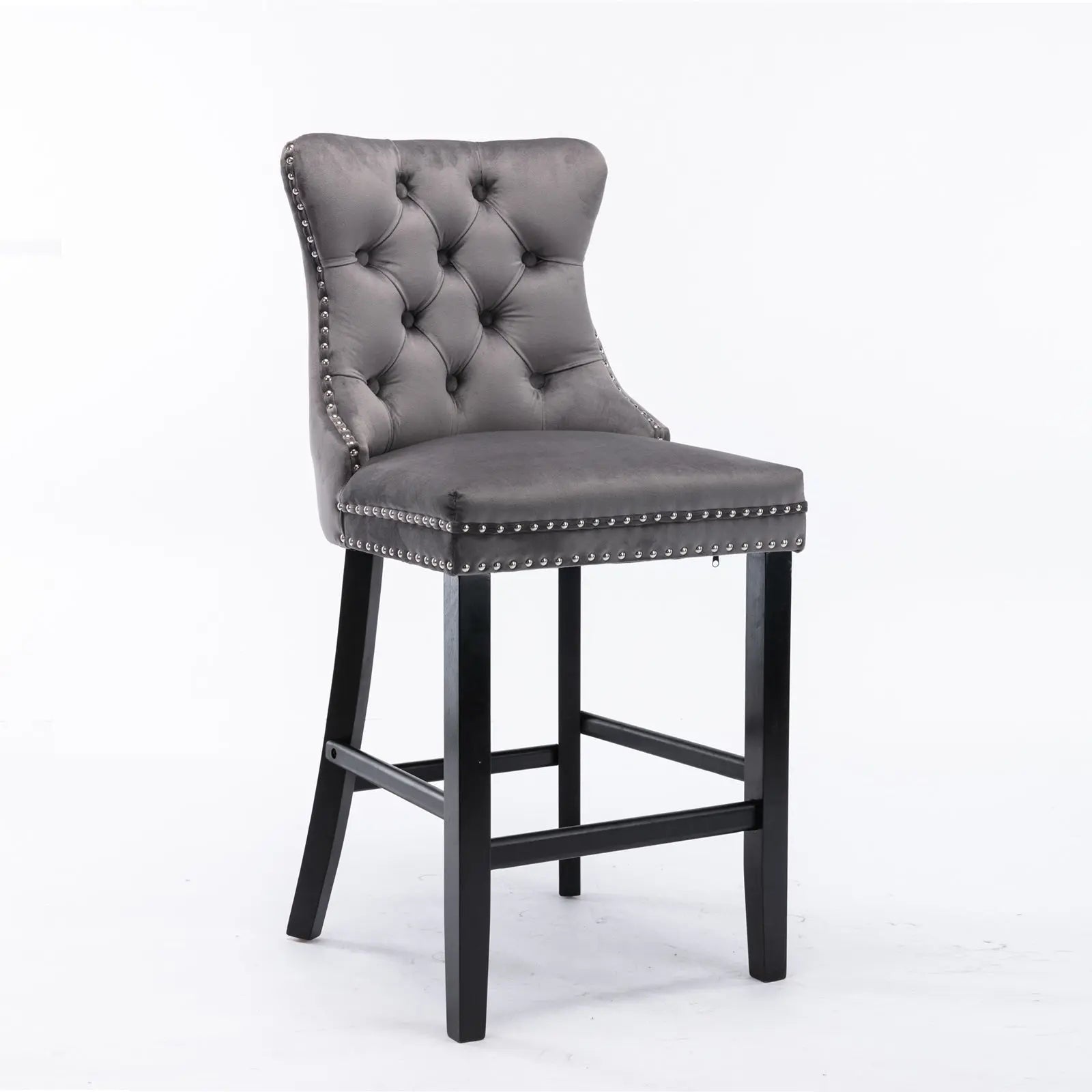 Arlo Velvet Tufted Bar Stools – Grey – Set of 4