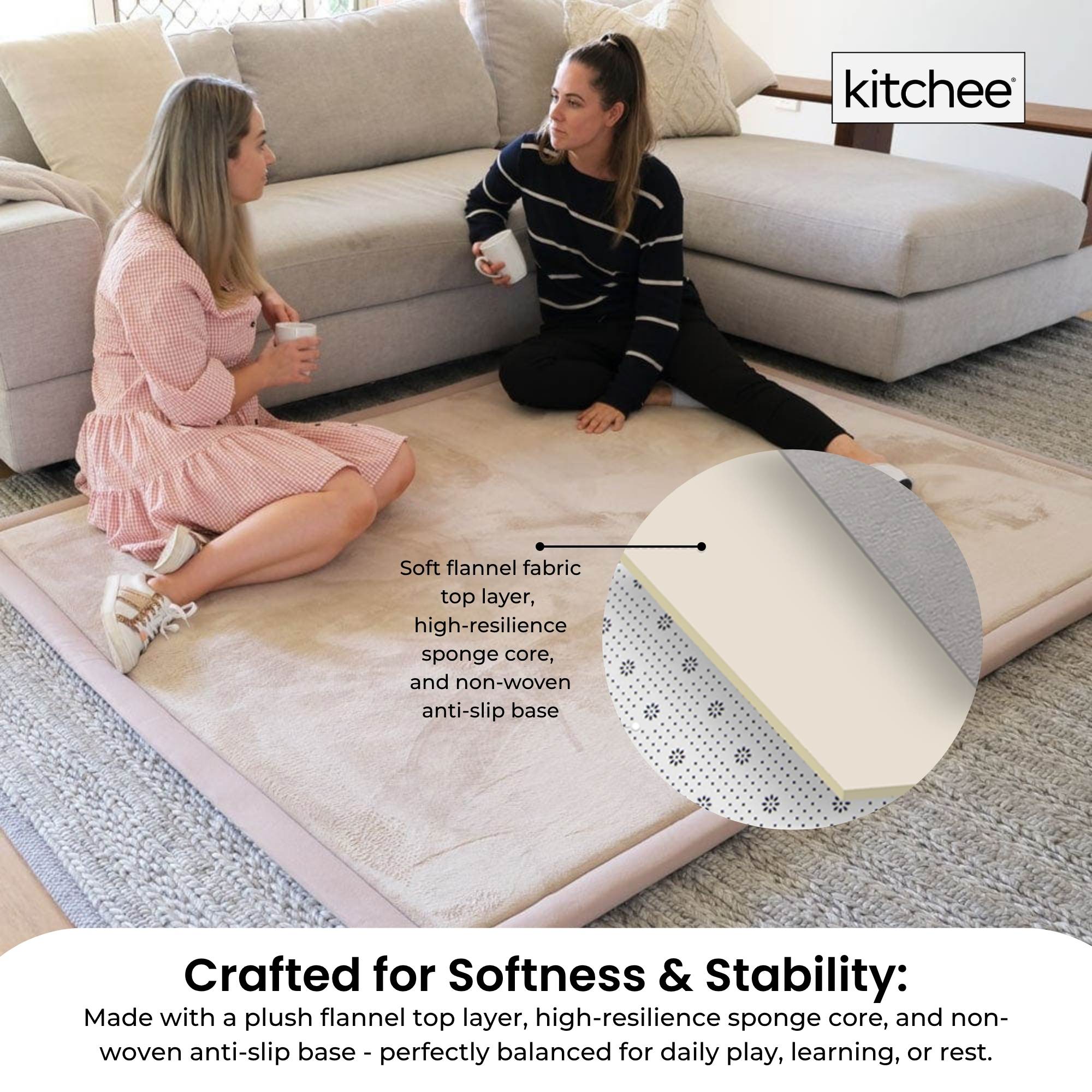 Senna Kids Foam Floor Play Mat – Cream – 200 × 200 cm