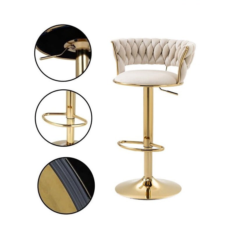 Callan Velvet Bar Stools – Beige – Set of 2