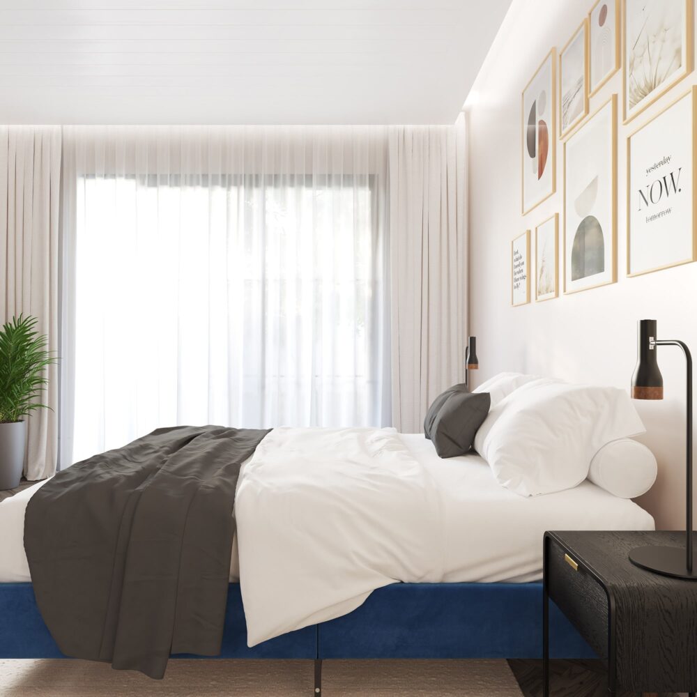 Vienna Velvet Bed Frame – Blue – Double