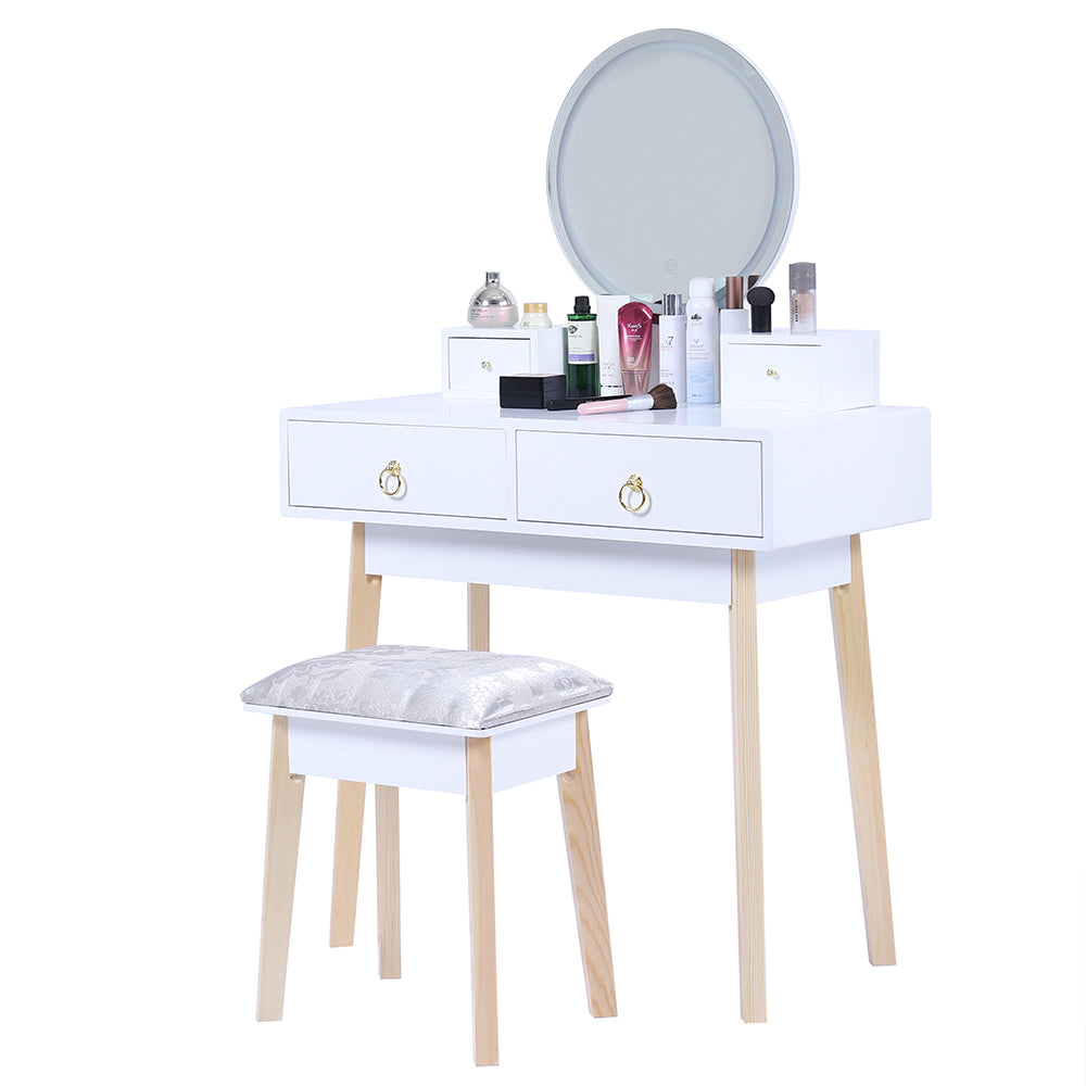 Celeste LED Vanity Table & Stool Set – White