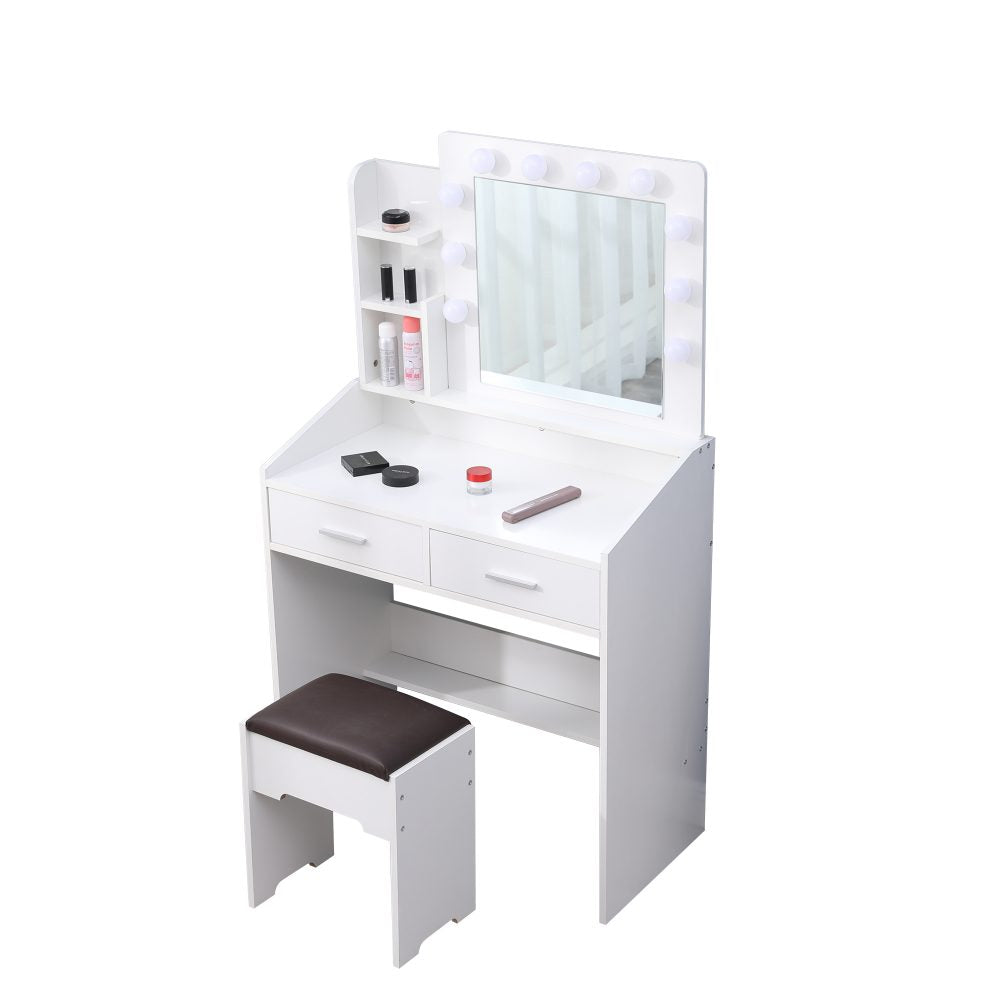 Diana Vanity Set with Lighted Mirror – White