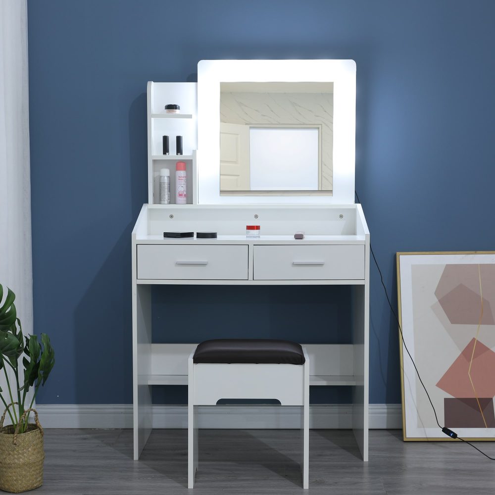 Diana Vanity Set with Lighted Mirror – White