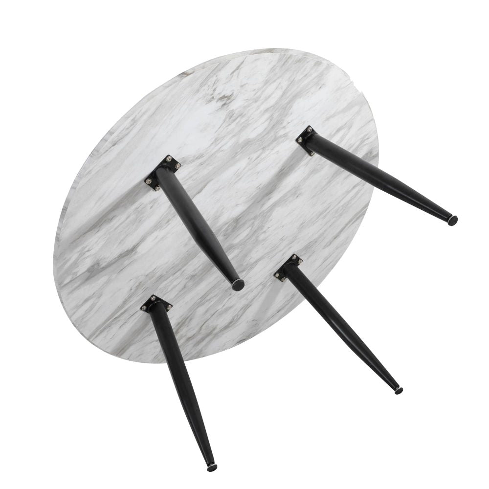 Artisan Marble Effect Coffee Table – White – Round