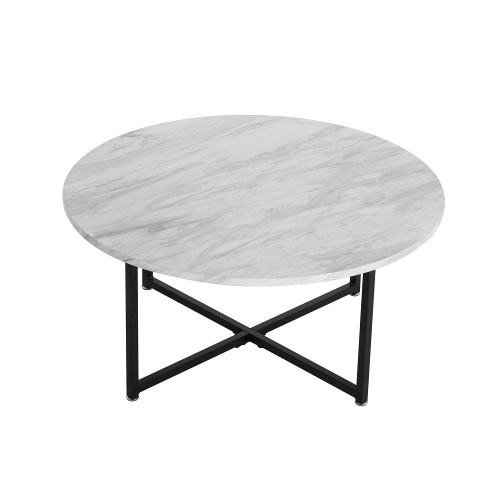 Sterling Marble Effect Coffee Table – White & Black – Round