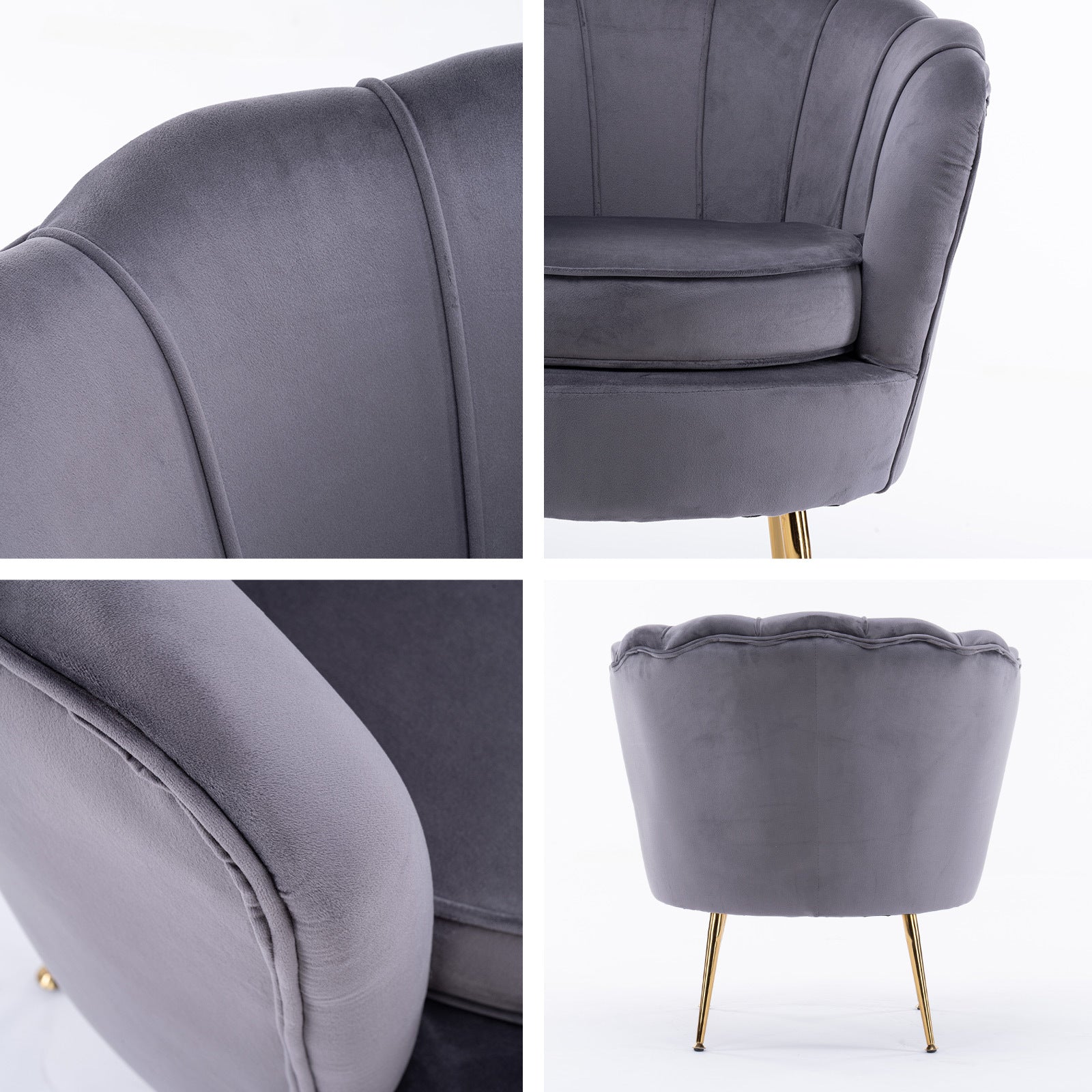 Scallop Shell Accent Chair – Grey – Single