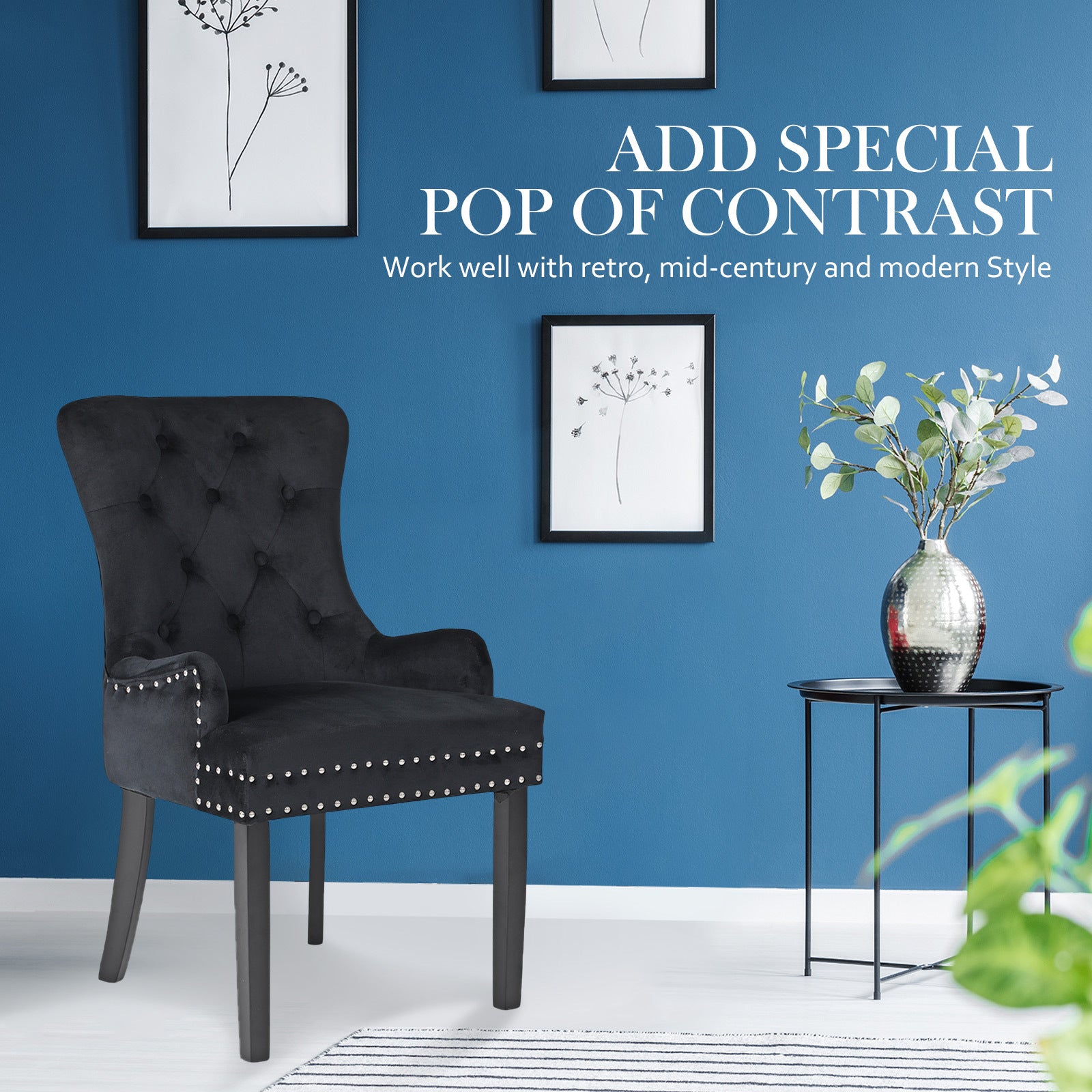 Lisse French Provincial Dining Chairs – Black – Set of 4