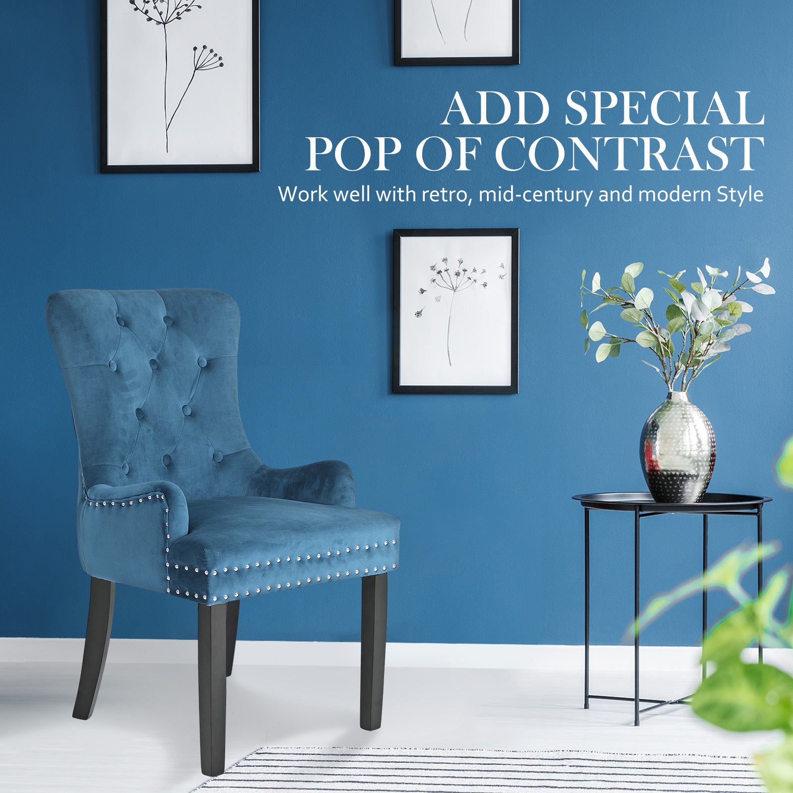 Rowan French Provincial Dining Chairs – Blue – Set of 2