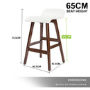 Set of 2 - White & Brown Wooden Bar Stool Sophia Leather