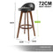 Set of 4 - Wood and Leather Bar Stools - Black & Brown