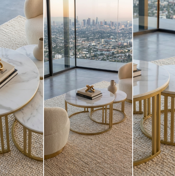 Premier Nested Coffee Table Set – White – Set of 2