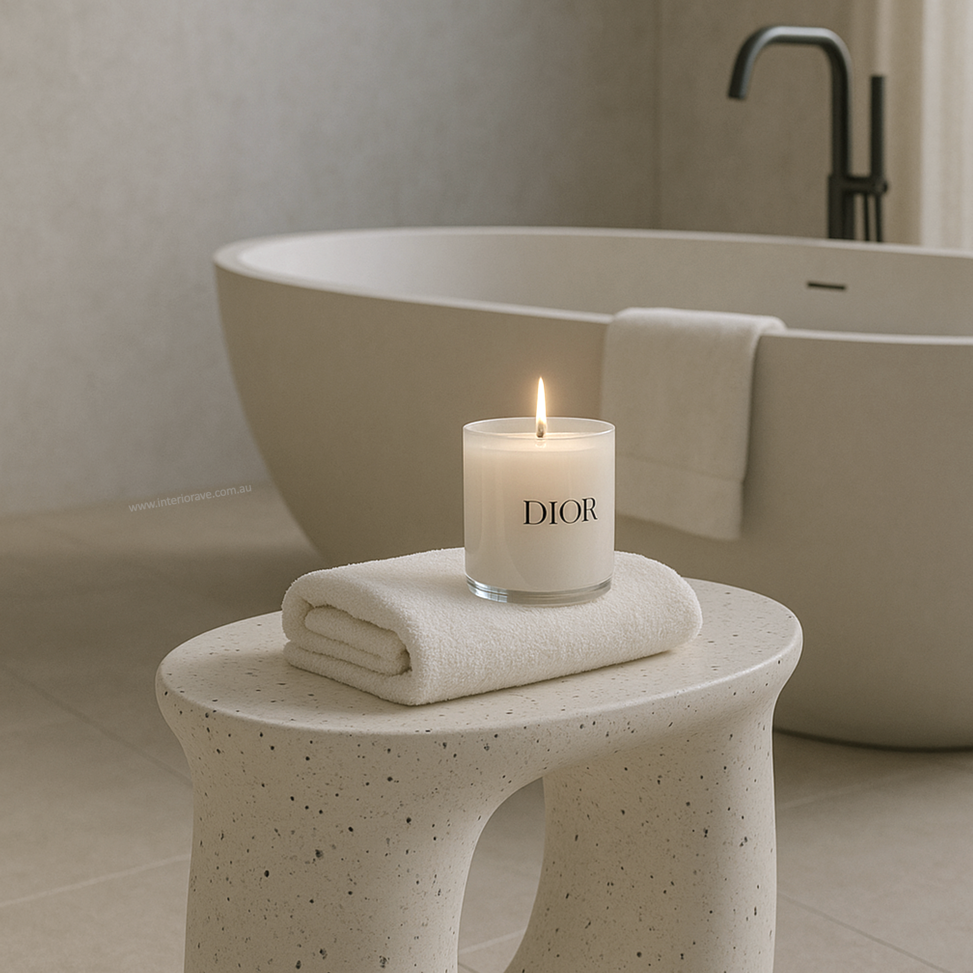 Cosmo Terrazzo Accent Side Table – White – 45 cm