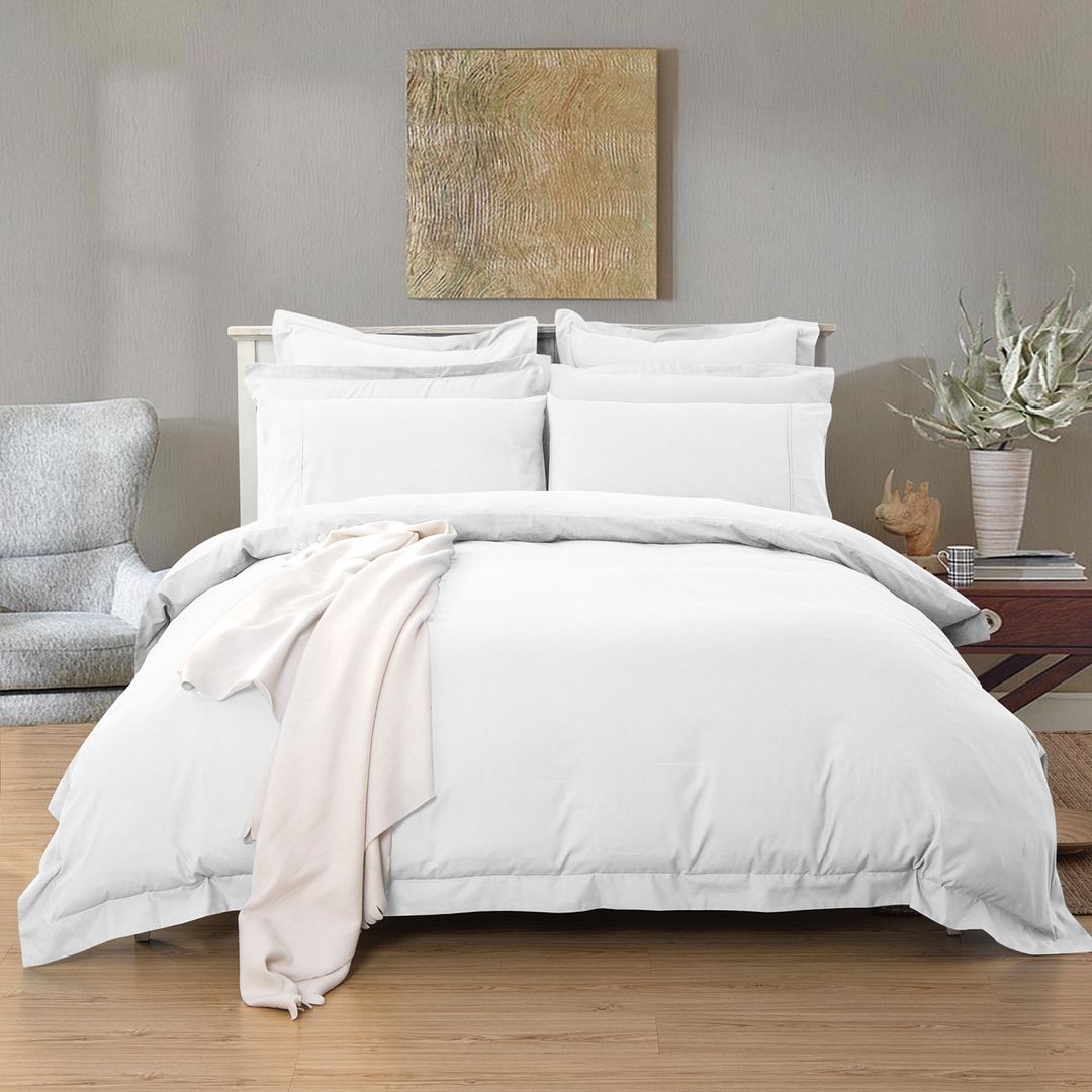 Arlo 1000TC Tailored White Duvet Quilt Cover Set – Double