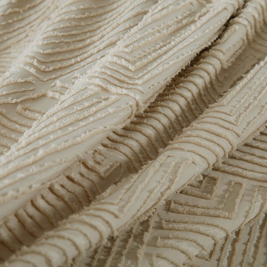 Tufted Textured Jacquard Quilt Cover Set - Beige – Queen