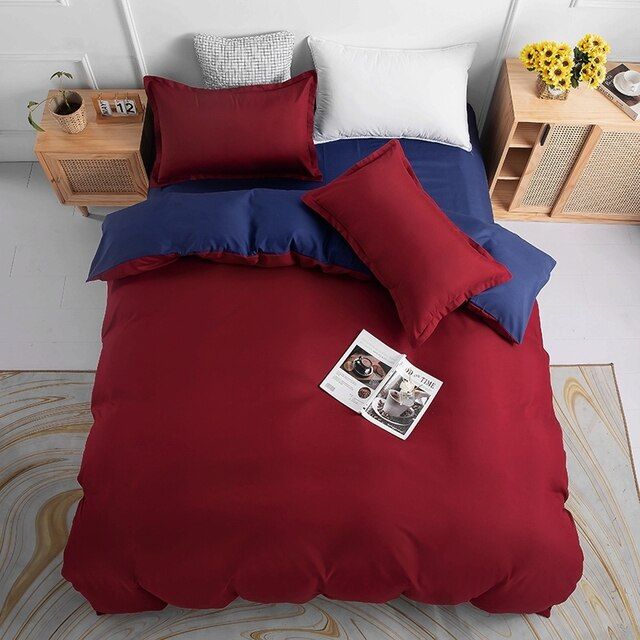 Arlo Reversible Quilt Cover Set – Blue & Red – Queen