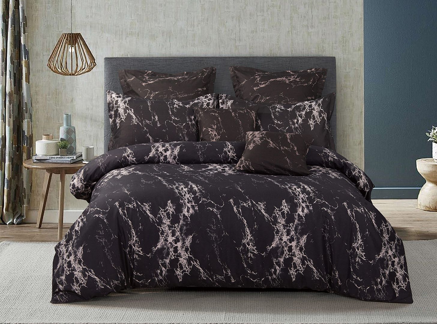 Arlo Black Marble Duvet Quilt Cover Set – Double