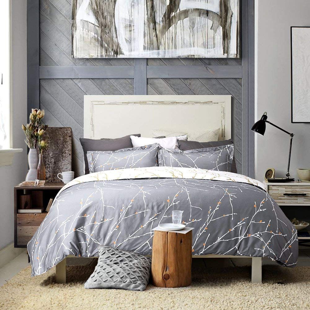 Marlowe Tree Print Quilt Cover Set – Grey – King