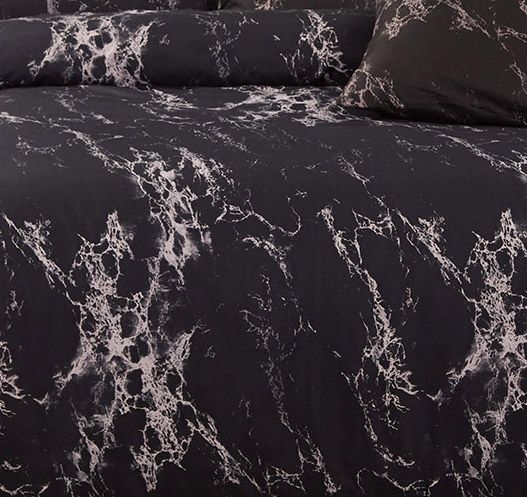 Rowan Duvet Quilt Cover Set – Black Marble – Queen