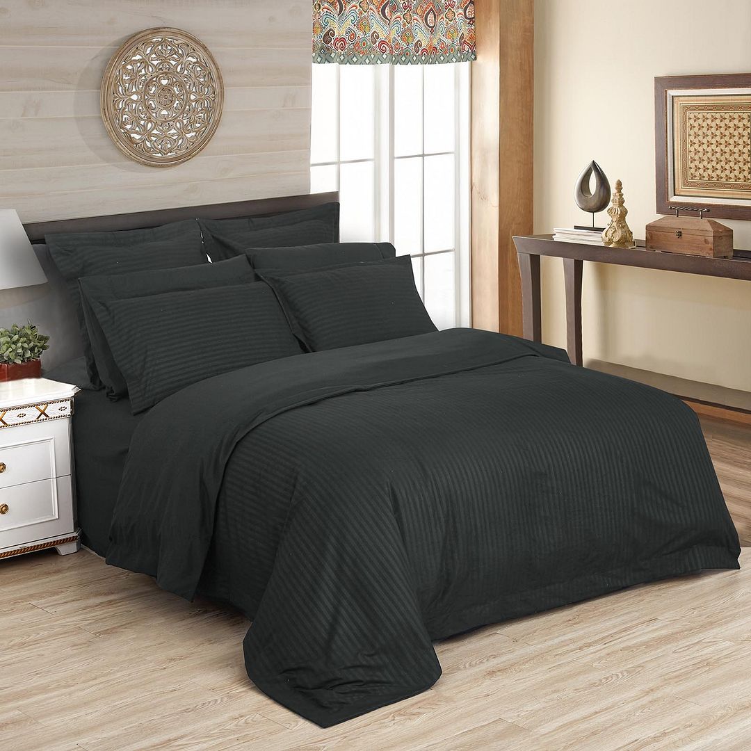 Hudson 1000TC Ultra Soft Striped Quilt Cover Set – Grey – Super King