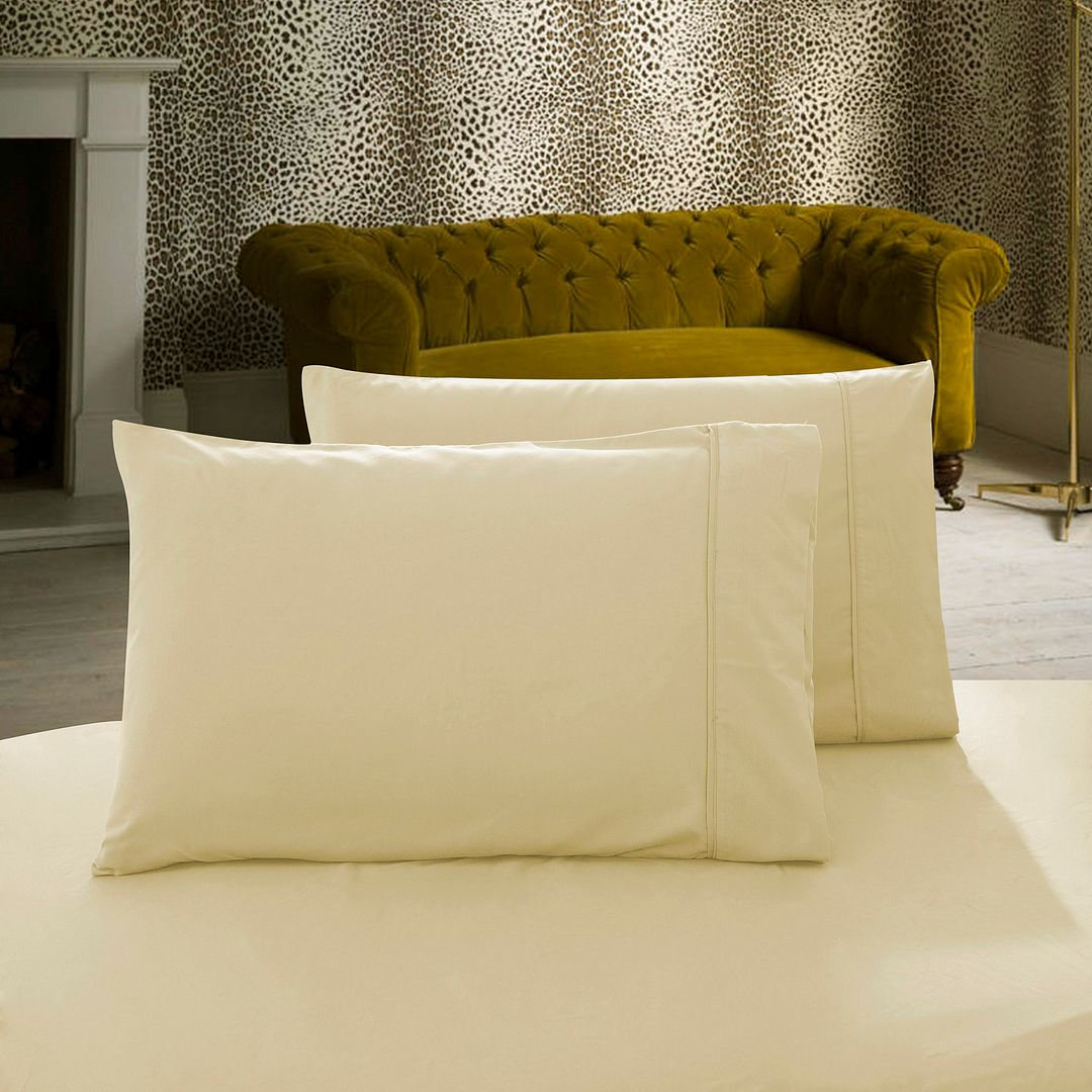 Haven 1000TC Premium Ultra Soft Standrad Pillowcases 2 - Pack - Yellow Cream