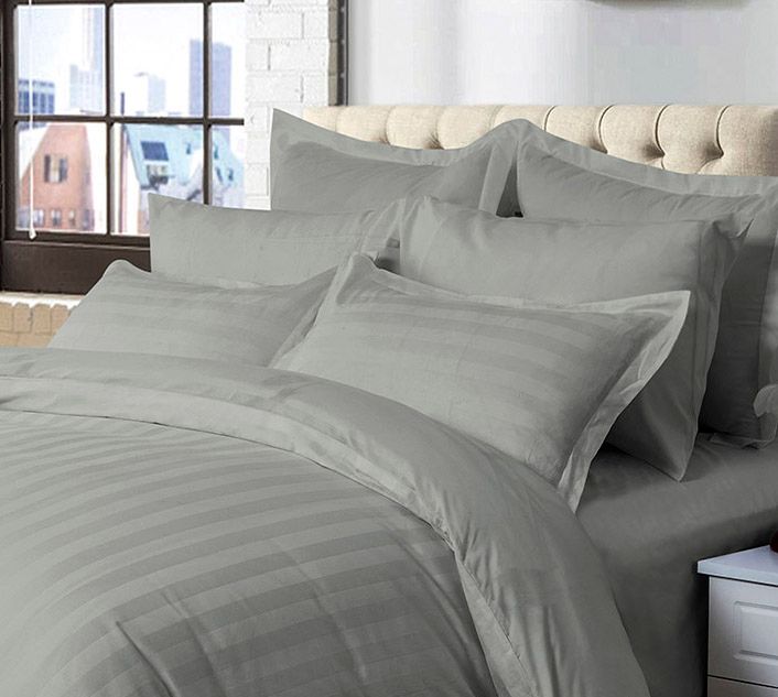 Cove Ultra Soft Striped Quilt Cover Set – Grey – King