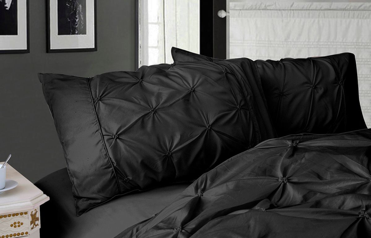 Diamond Pintuck Premium Ultra Soft Pillowcases 2 - Pack - Black – King
