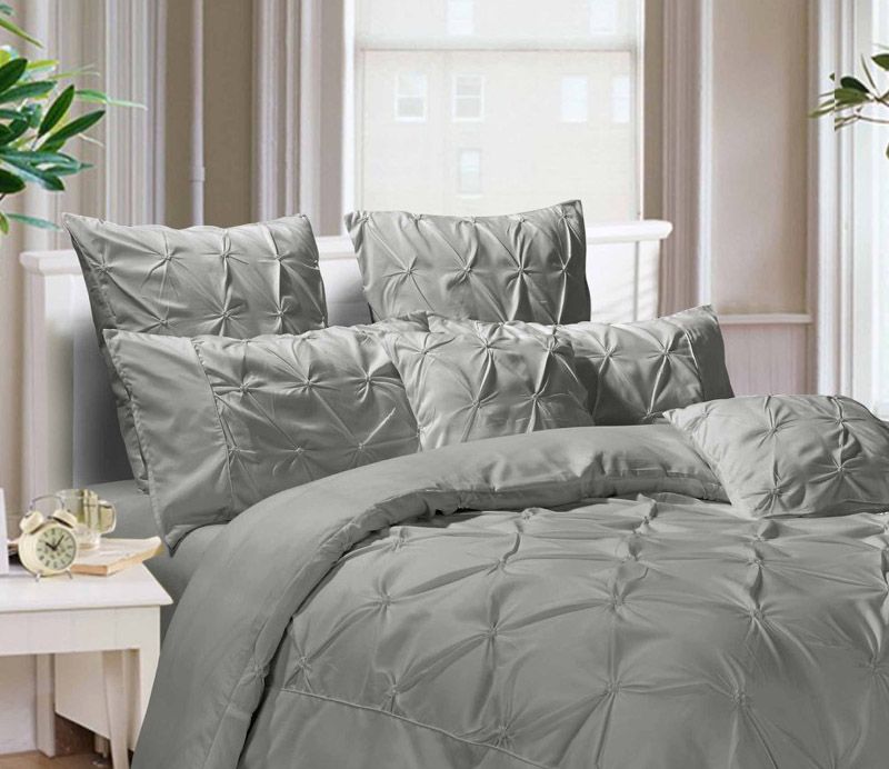 Alderon Diamond Pintuck Pillowcases – Grey – King – Set of 2