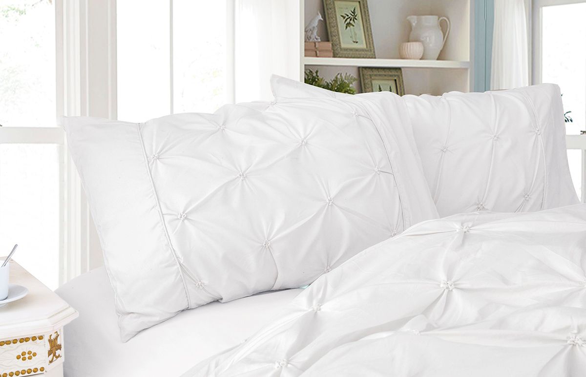 Diamond Pintuck Premium Ultra Soft Pillowcases 2 - Pack - White – Queen