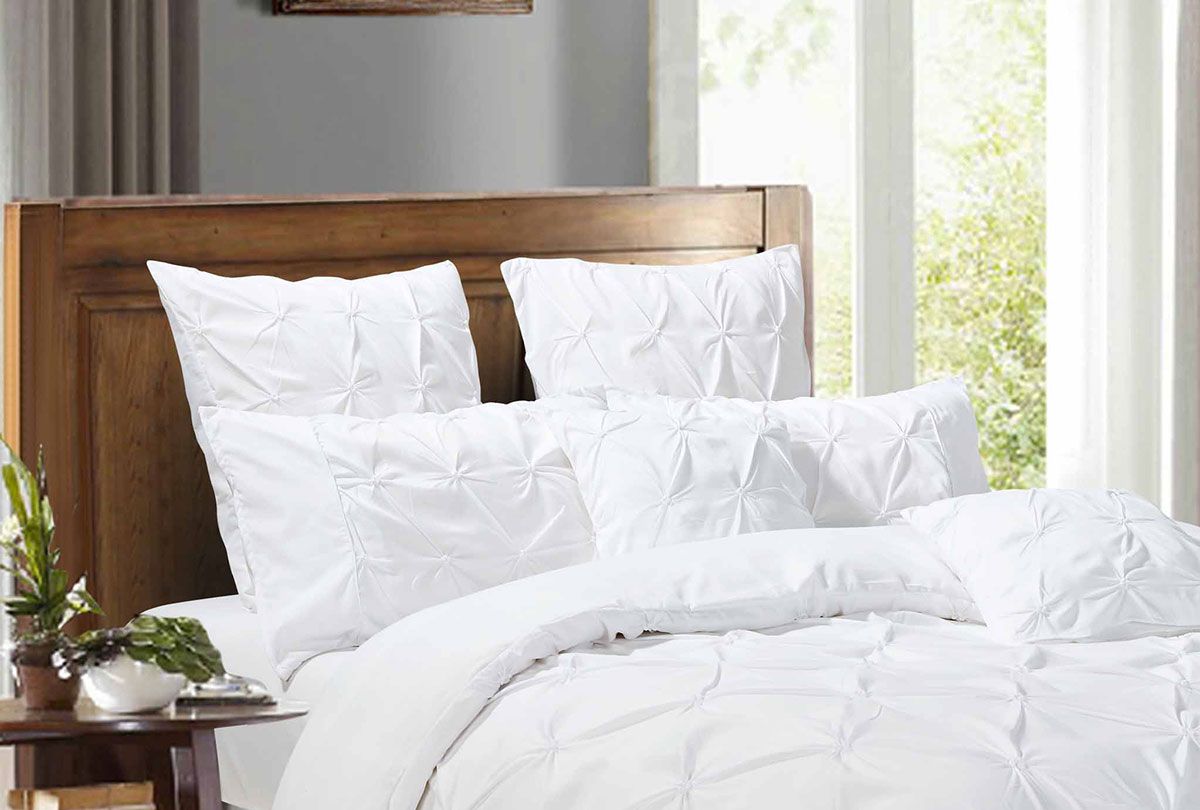 Alderon Diamond Pintuck Pillowcases – White – Queen – Set of 2